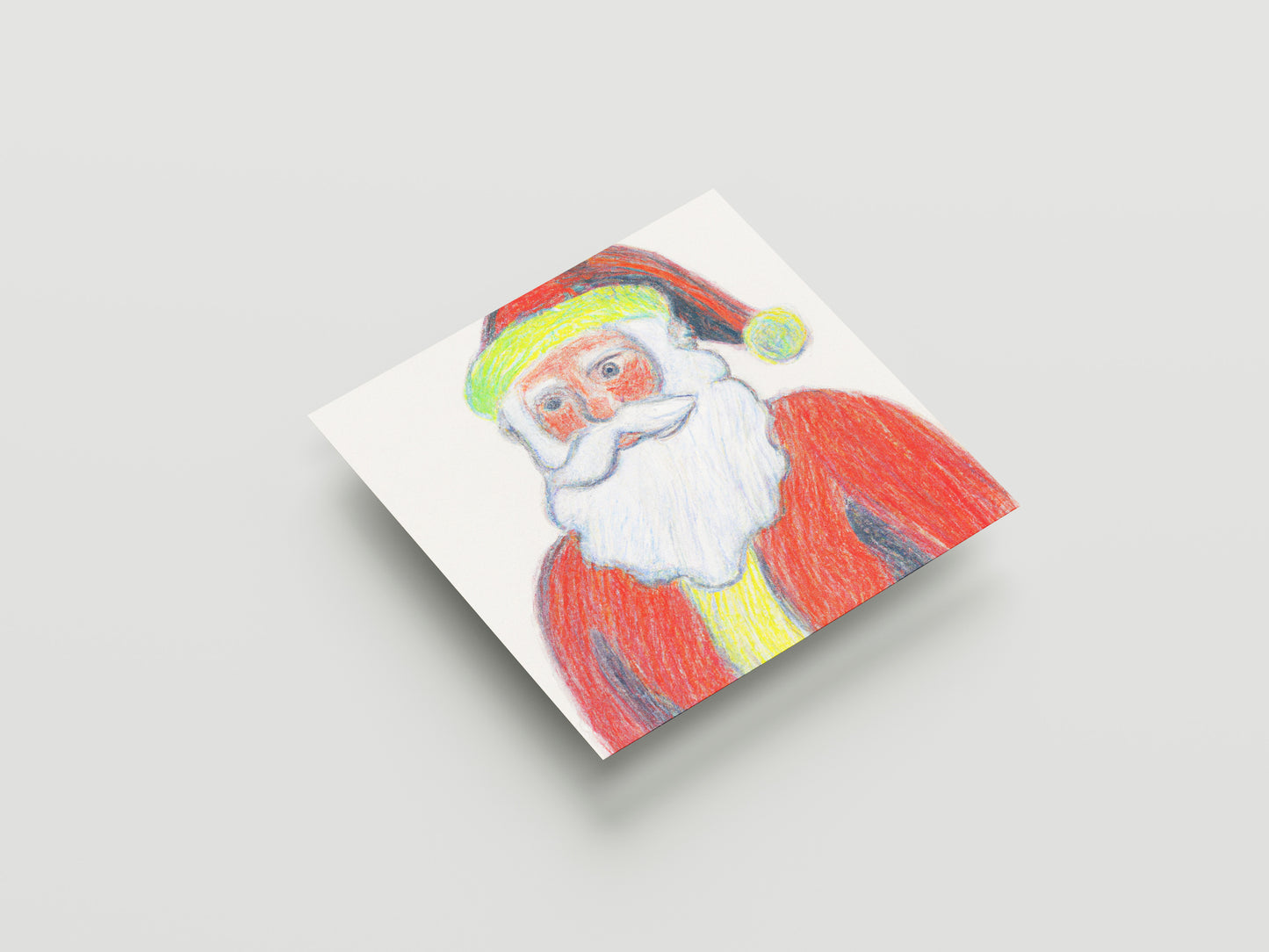Print Xmas Santa Portrait Drawing Illustration 11x10cm