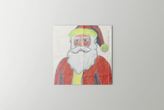 Print Xmas Santa Portrait Drawing Illustration 11x10cm