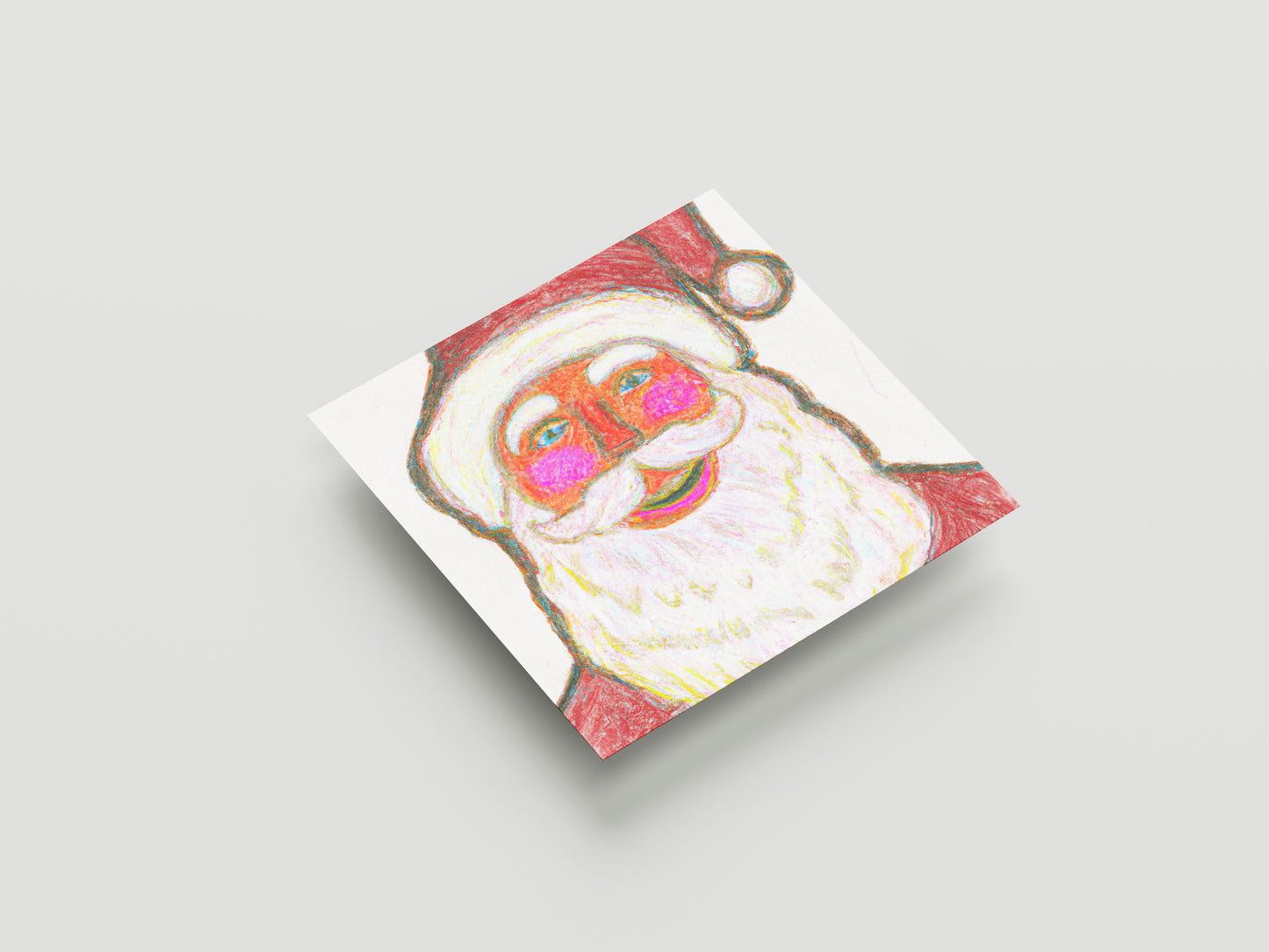Print Xmas Santa Smiling Drawing Illustration 11x10cm
