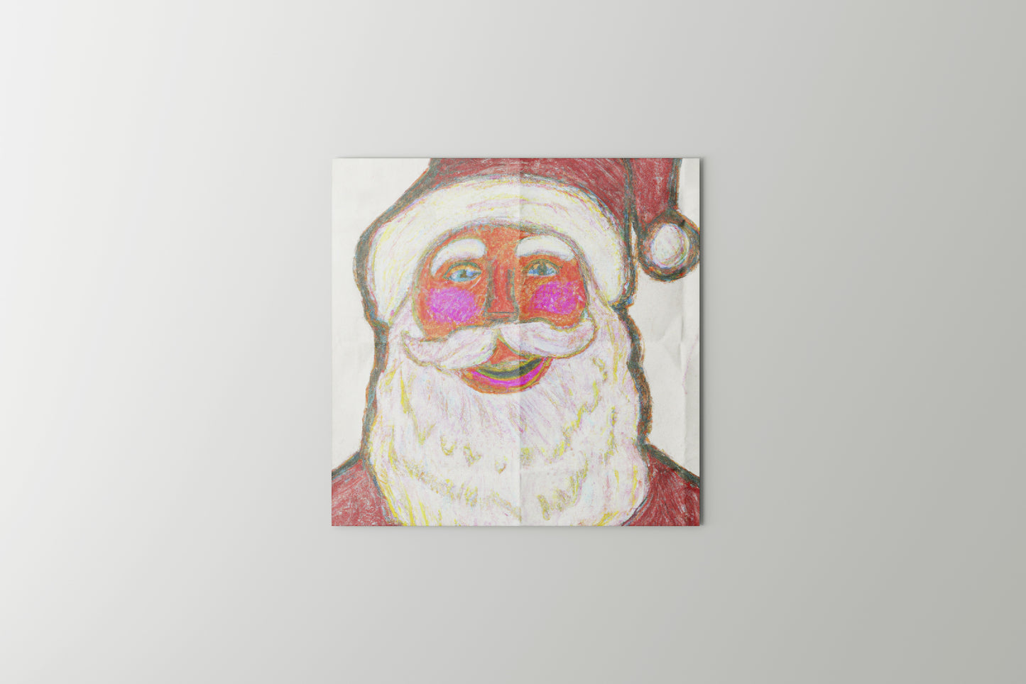 Print Xmas Santa Smiling Drawing Illustration 11x10cm