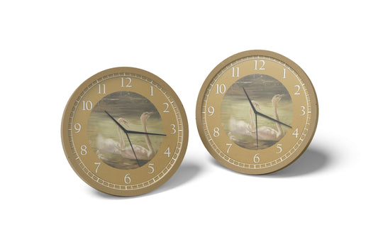 Prop Clock Vintage With Swans 38x38cm
