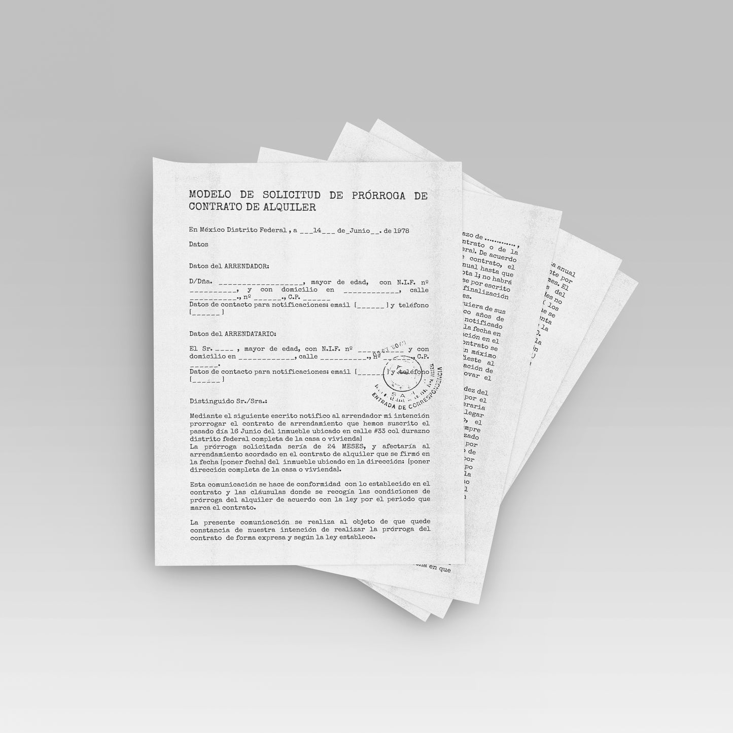 Prop Document Contrato Prorroga 21x29.6cm