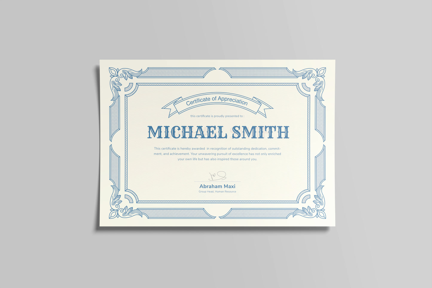 Prop Certificate Of Appreciation Dedication Diploma 29.7x21cm