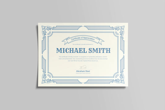 Prop Certificate Of Appreciation Dedication Diploma 29.7x21cm