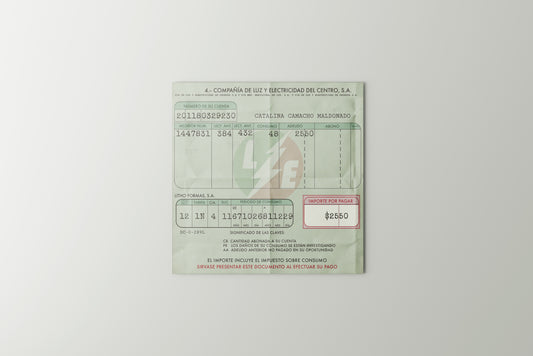 Prop Documents Comprobante Luz 13.5x13cm