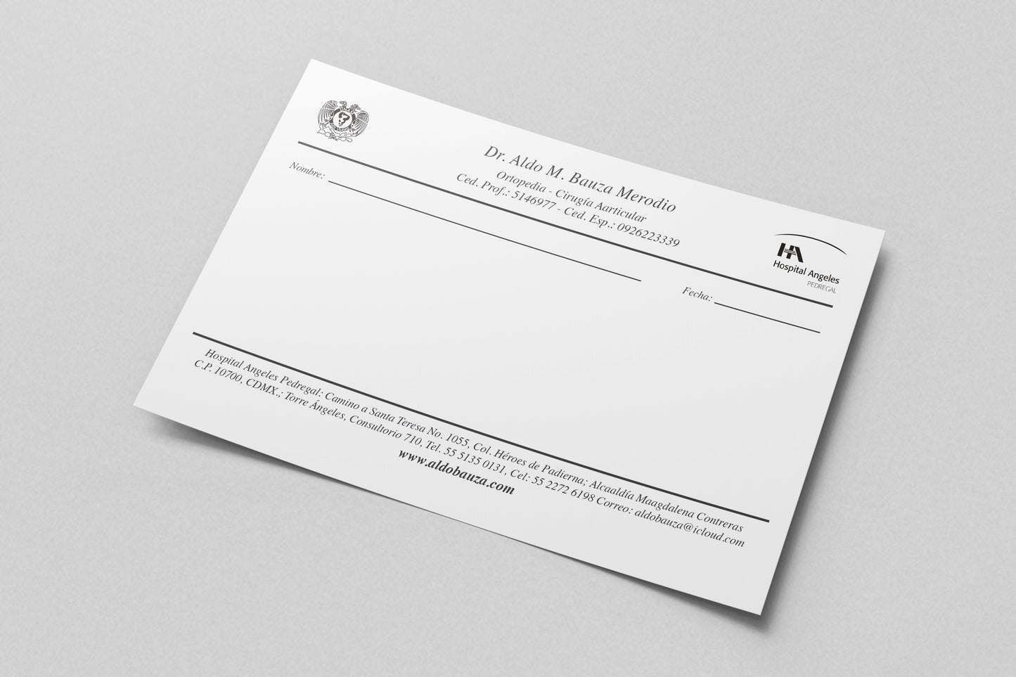 Prop Documents Doctor Prescription 19x12cm