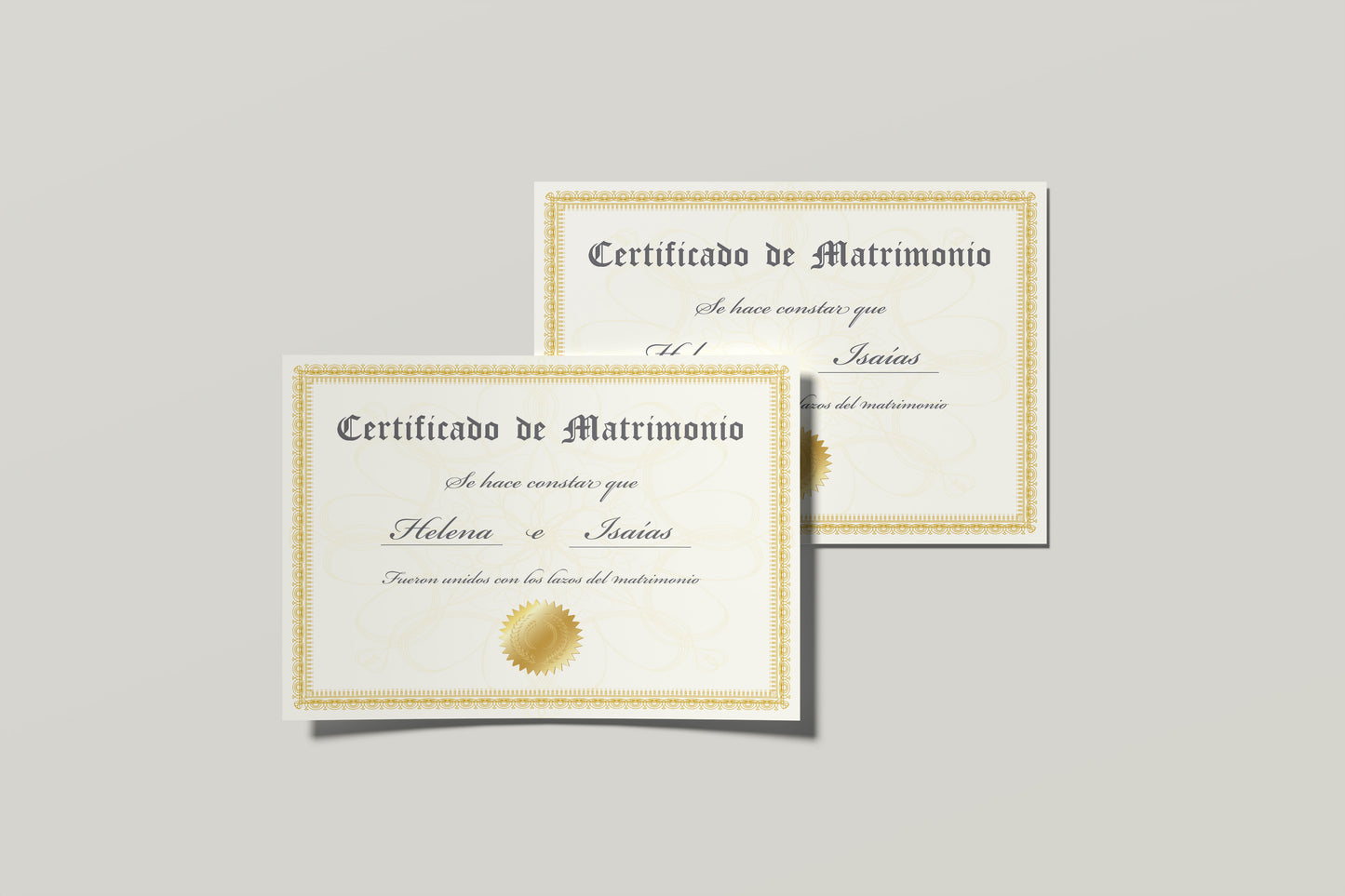 Prop Marriage Certificate Golden 27.9x21.5cm