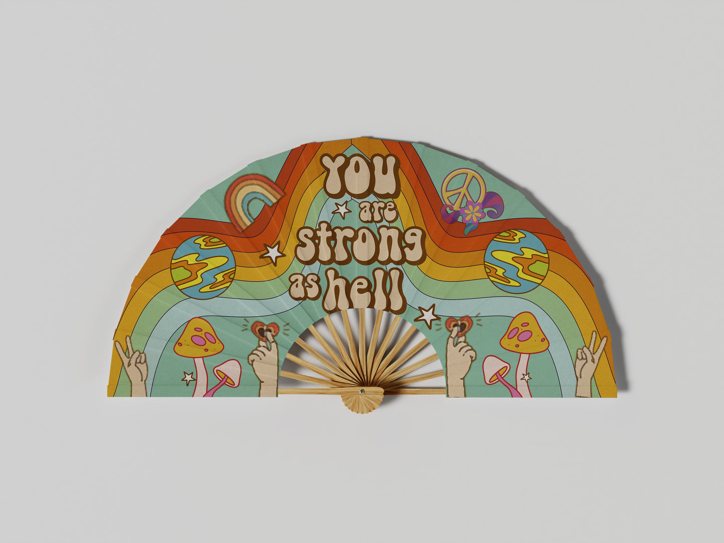 Prop Hand Fan Pride Strong As Hell 65x35cm