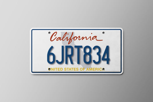 Prop License Plate California USA White Blue 30x15cm