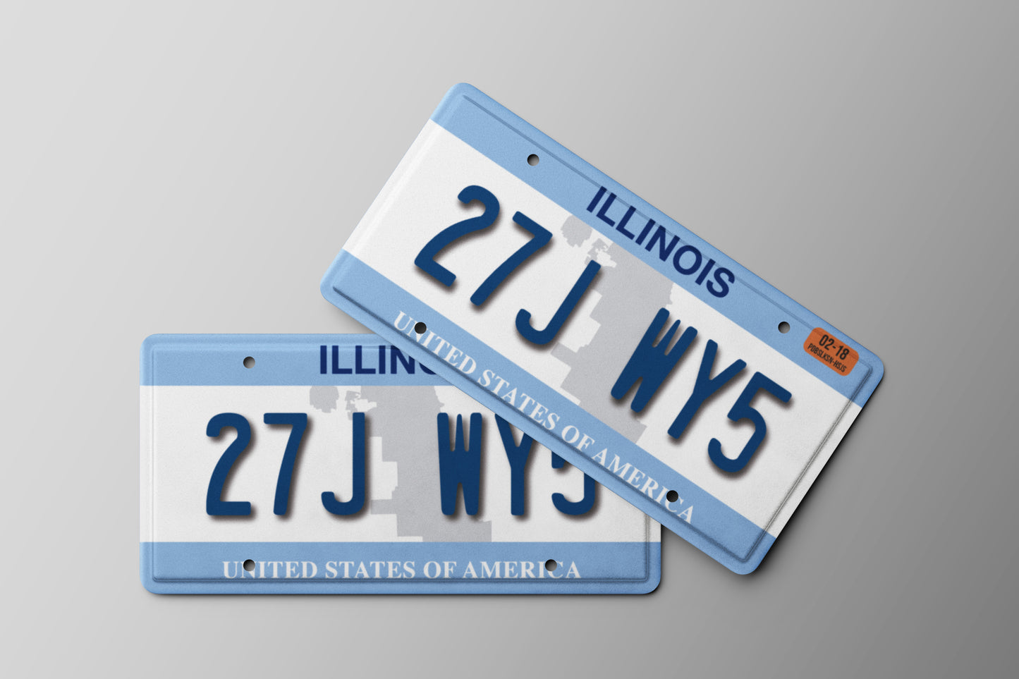 Prop License Plate Illinois White Blue 30x15cm