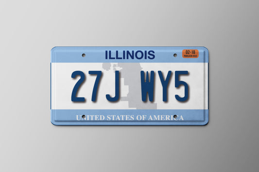 Prop License Plate Illinois White Blue 30x15cm