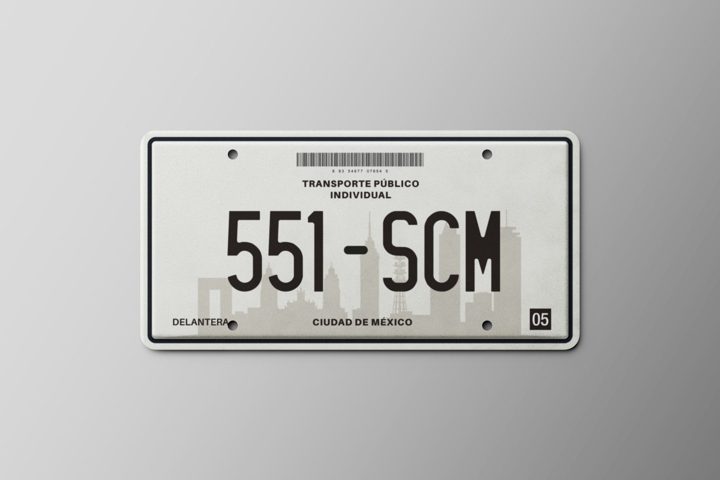 Prop License Plate Mexico City Taxi 30x15cm