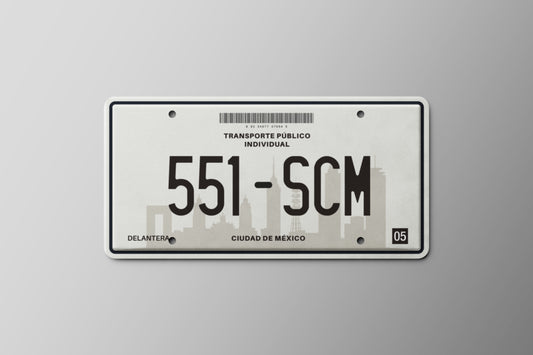 Prop License Plate Mexico City Taxi 30x15cm