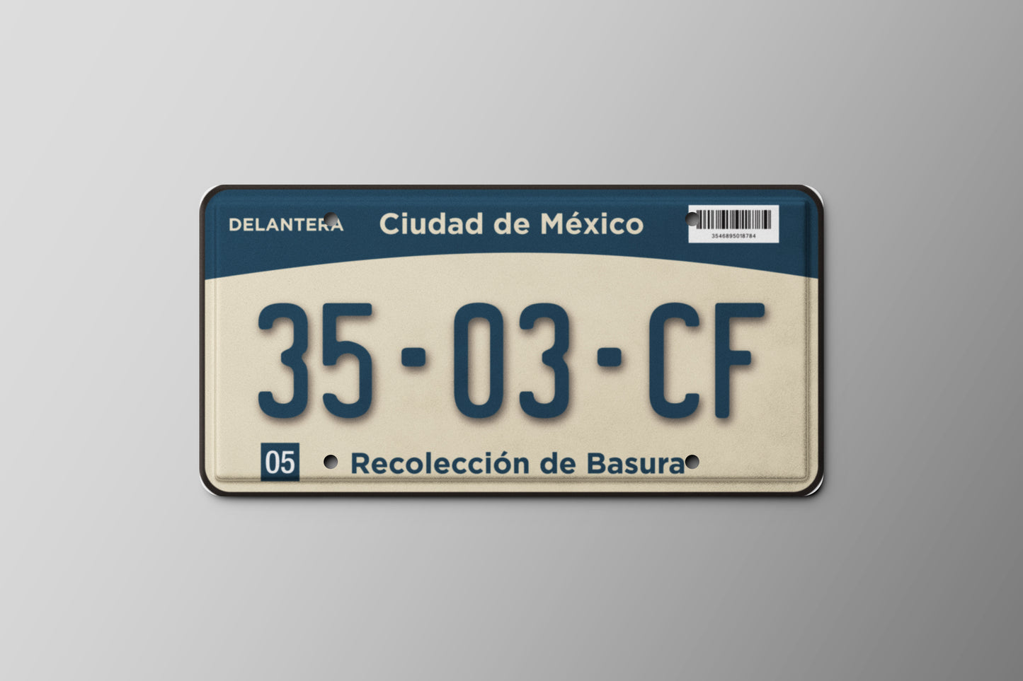 Prop License Plate Mexico City Garbage Truck 30x15cm