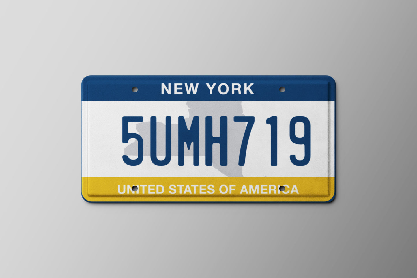 Prop License Plate New York White Blue Yellow 30x15cm