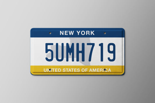 Prop License Plate New York White Blue Yellow 30x15cm