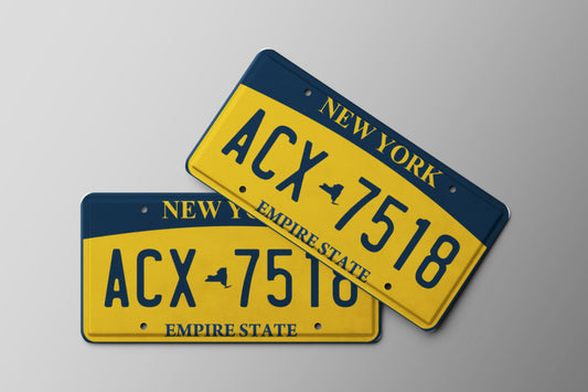 Prop License Plate New York Yellow Blue 30x15cm