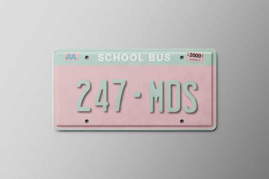 Prop License Plate School Bus Pink 30x15cm