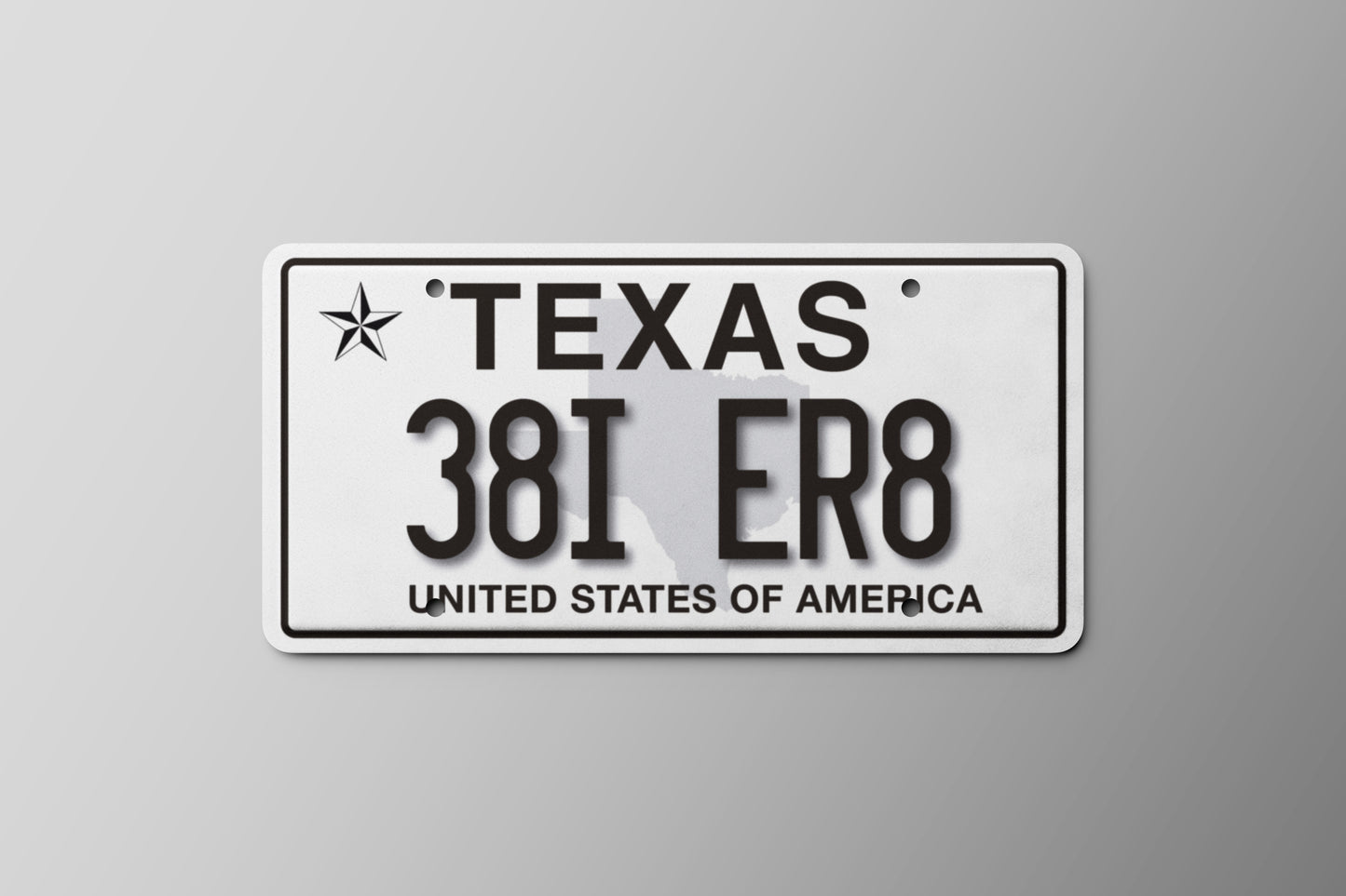 Prop License Plate Texas USA White Black 30x15cm