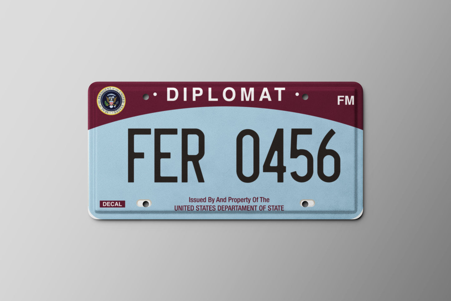 Prop License Plate United States Diplomat 30x15cm