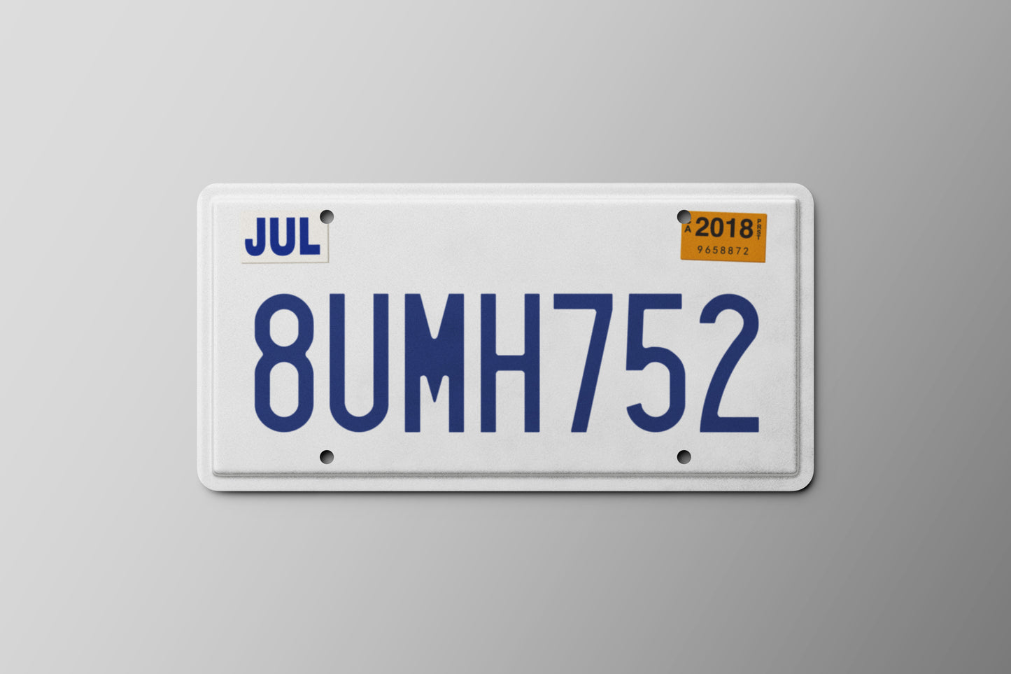 Prop License Plate White Blue 30x15cm