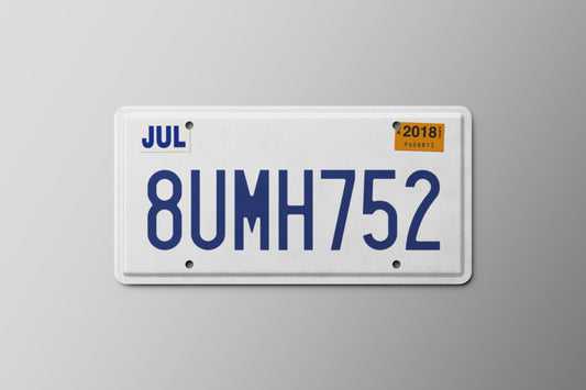 Prop License Plate White Blue 30x15cm