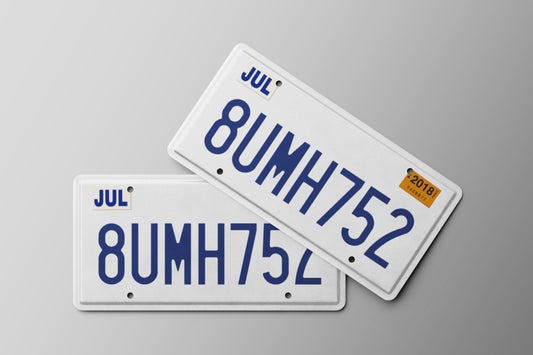 Prop License Plate White Blue 30x15cm