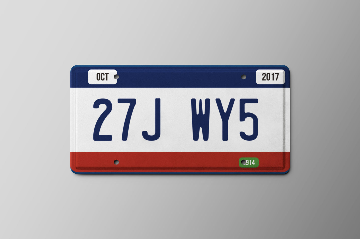 Prop License Plate White Blue Red 30x15cm