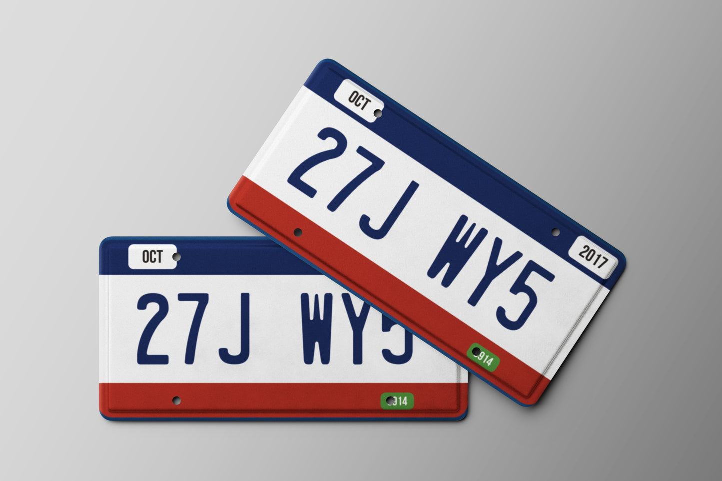 Prop License Plate White Blue Red 30x15cm