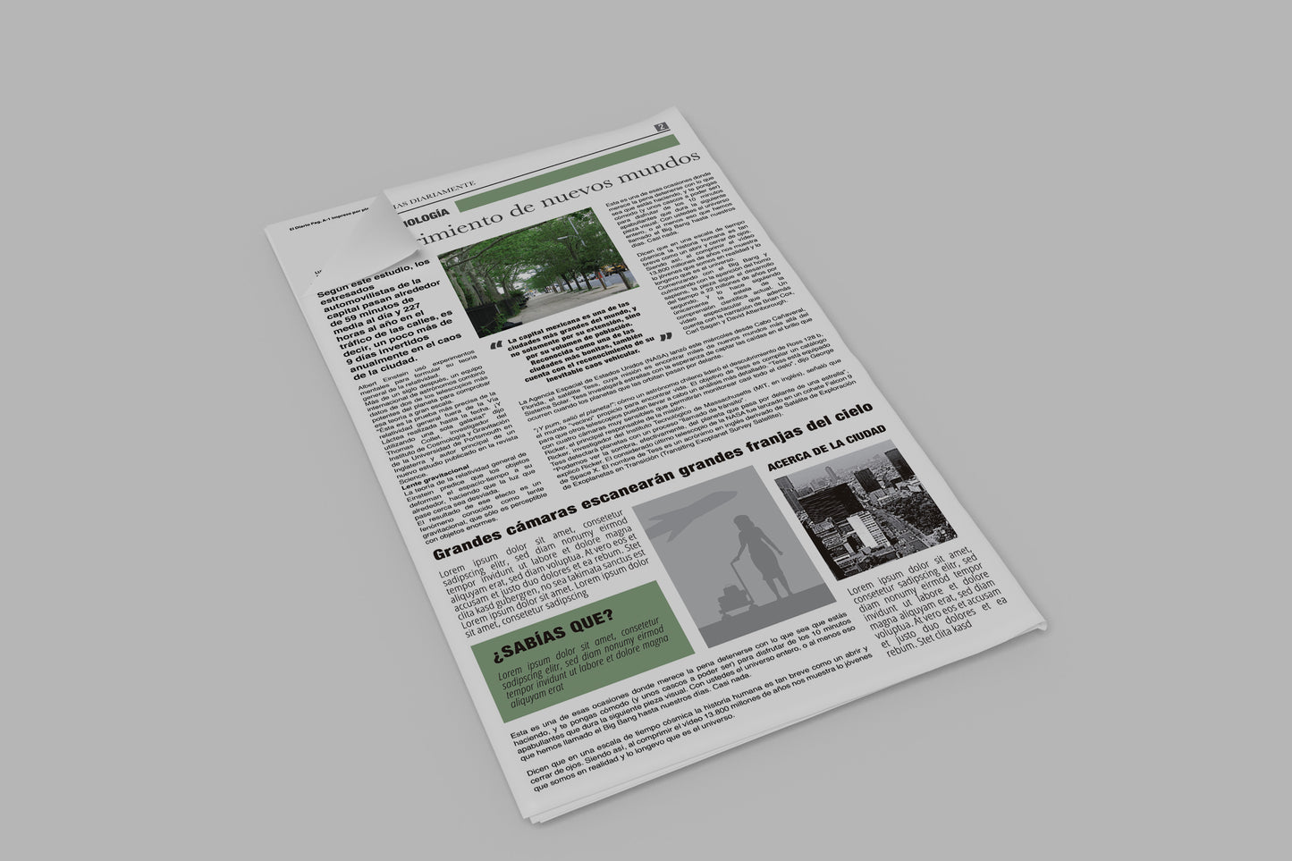 Prop Newspaper Daily News Tiempos Diarios Green 23x43cm
