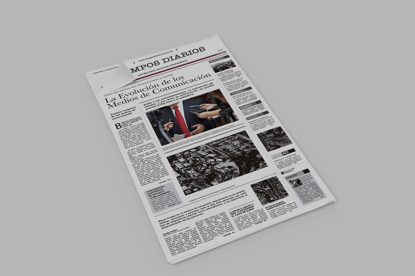 Prop Newspaper Daily News Tiempos Diarios Red 23x43cm