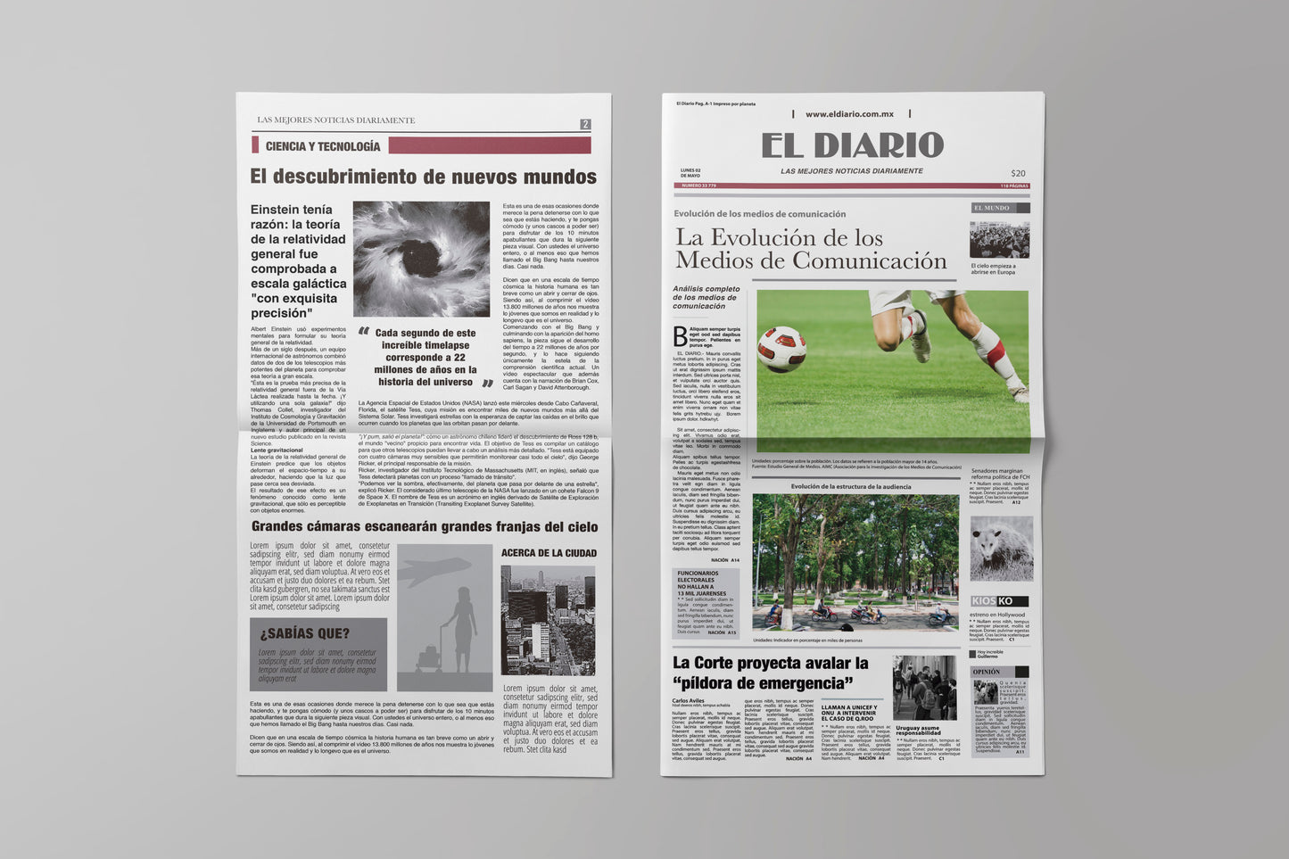 Prop Newspaper Daily News El Diario Red 23x43cm