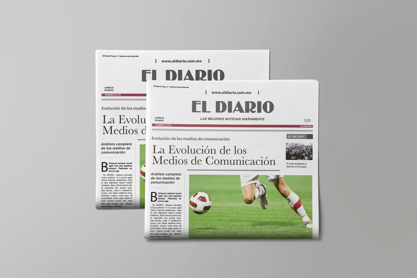 Prop Newspaper Daily News El Diario Red 23x43cm