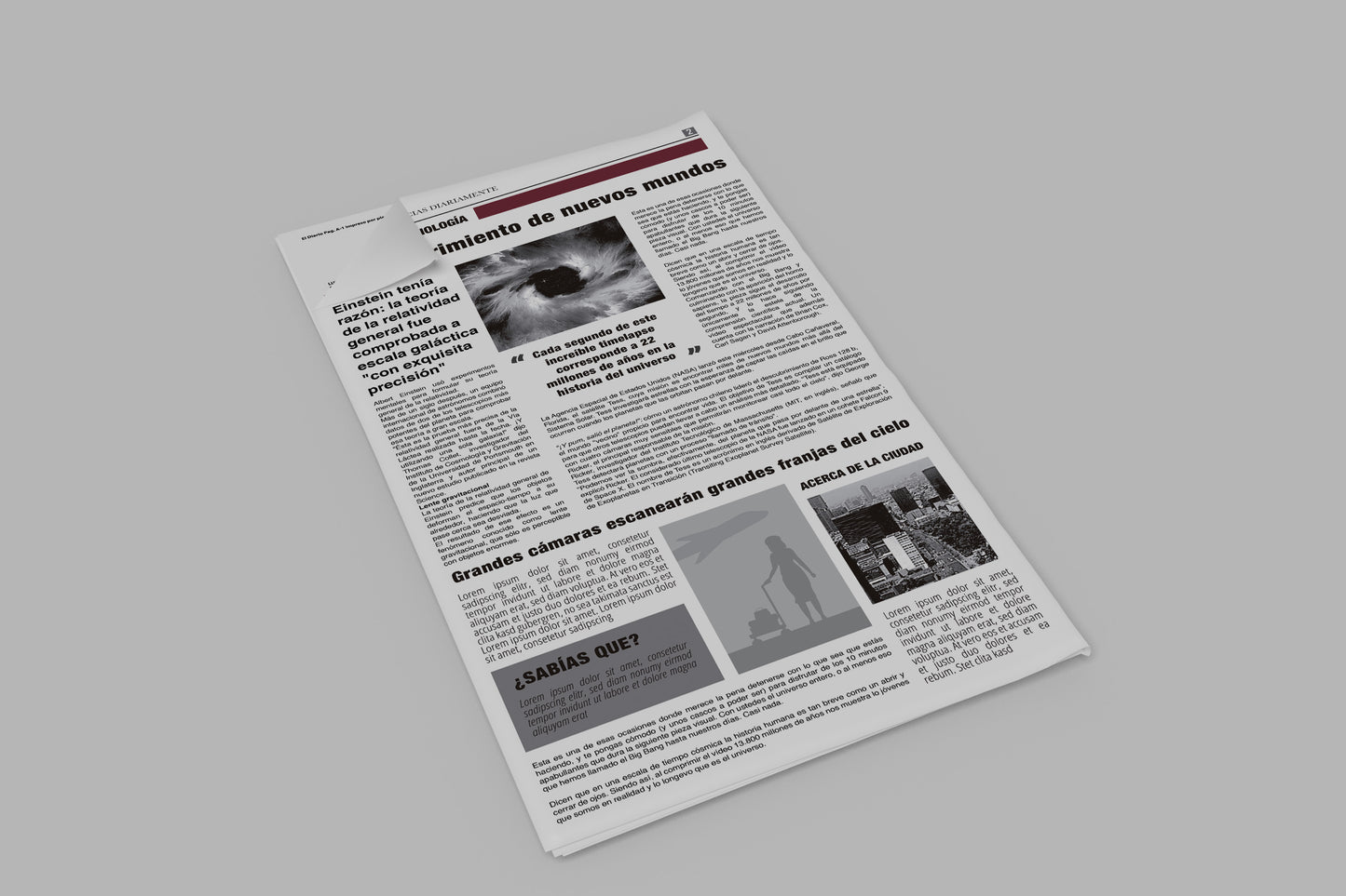 Prop Newspaper Daily News El Diario Red 23x43cm