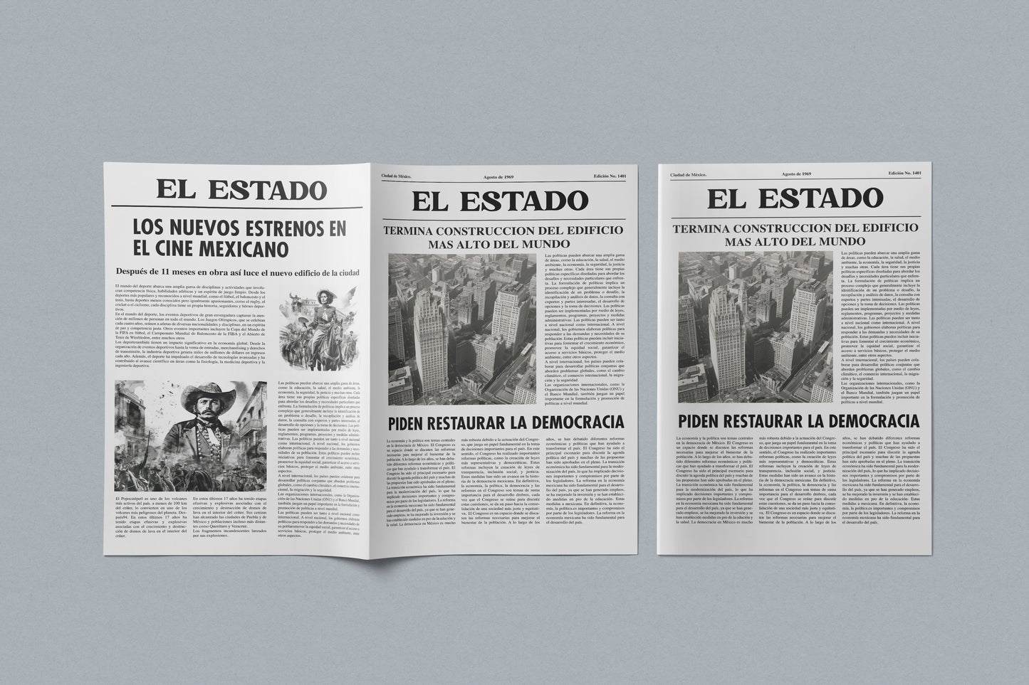 Prop Newspaper El Estado 55.8x43.1cm