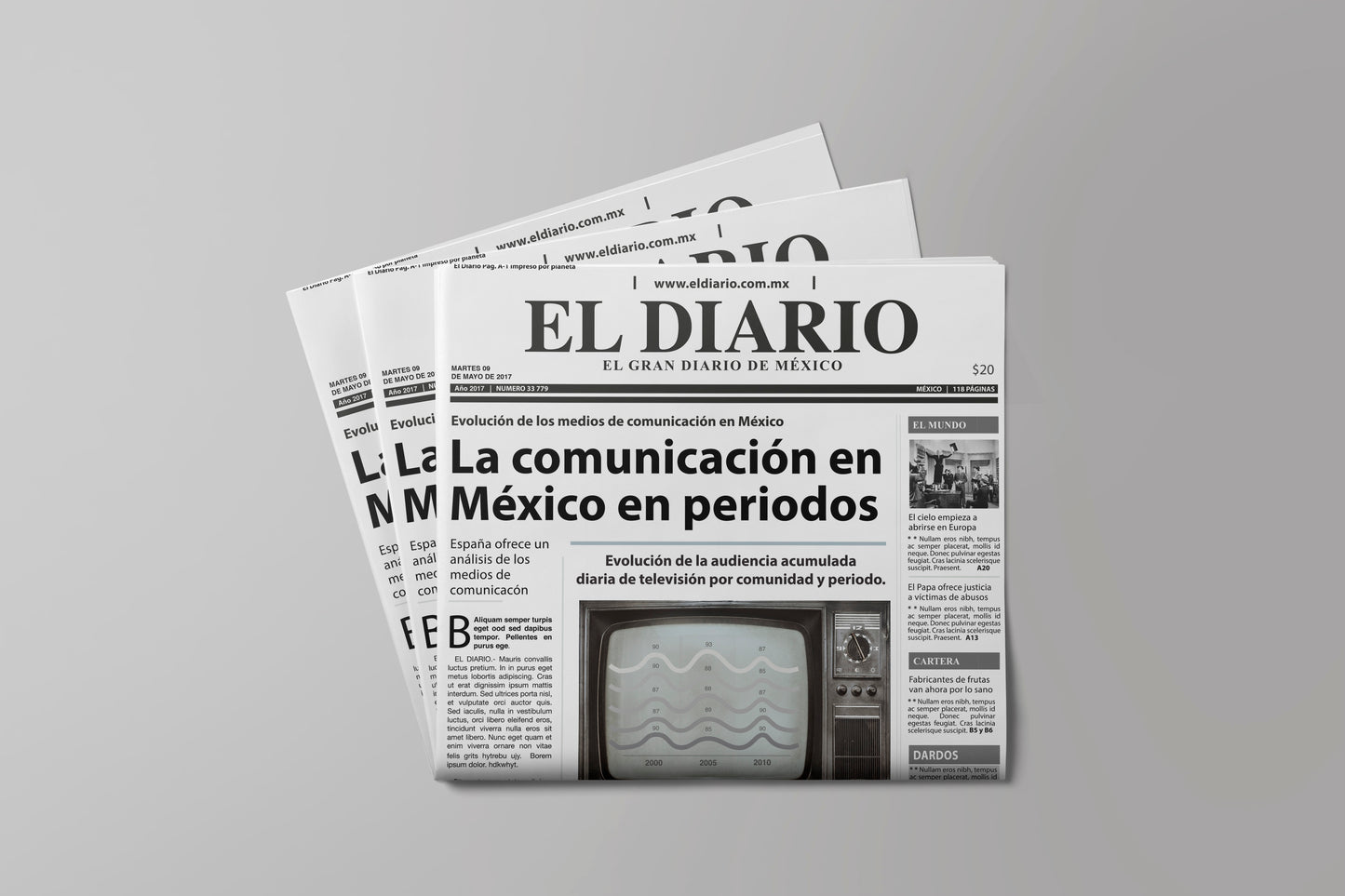 Prop Newspaper Mexican Communication V2 21.6x41cm