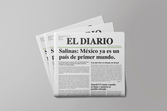Prop Newspaper World News El Diario Black & White 27.9x43.1cm
